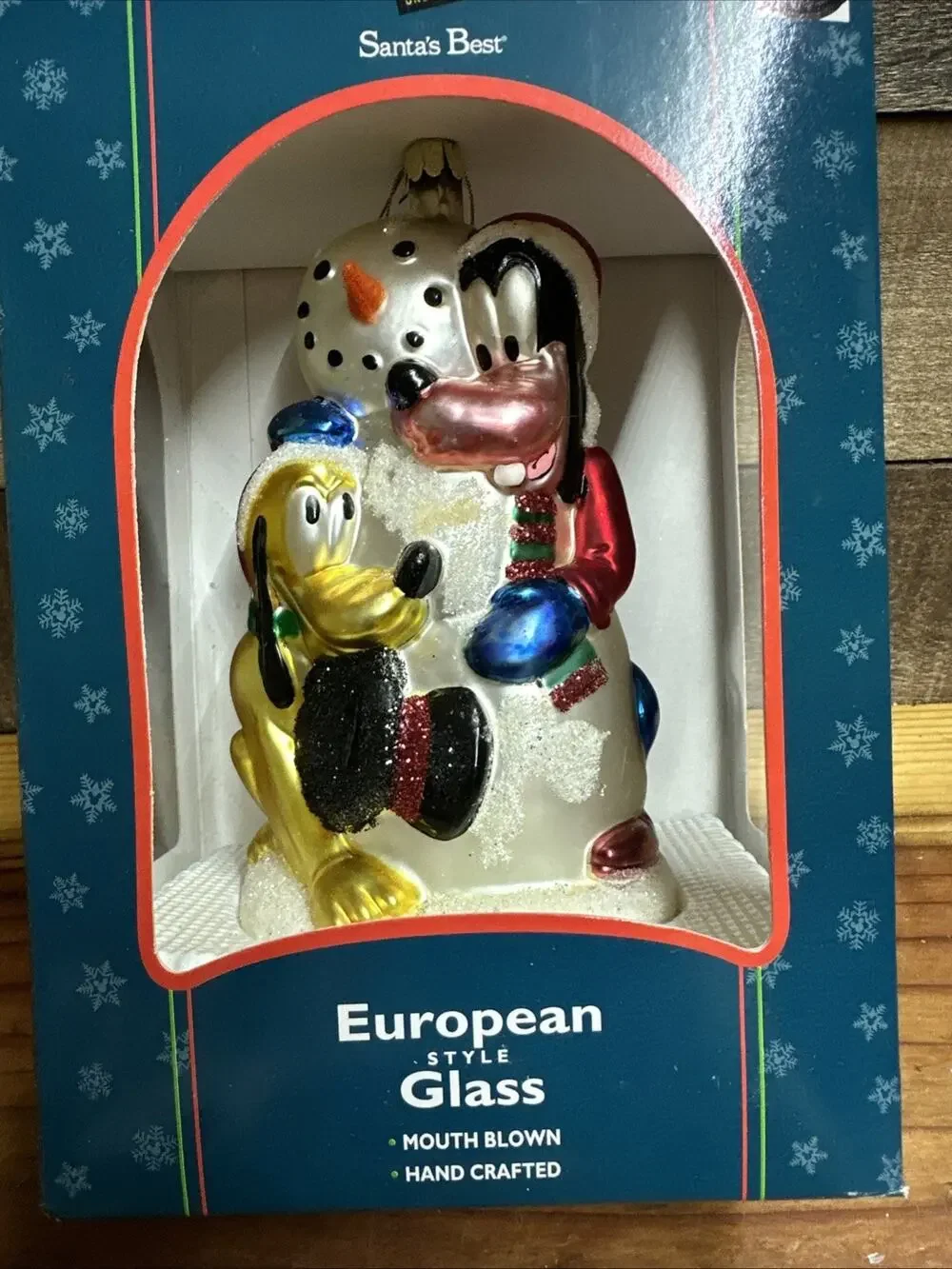 Disney Santa’s Best 7” Goofy and Pluto Glass Blown Ornament In Box